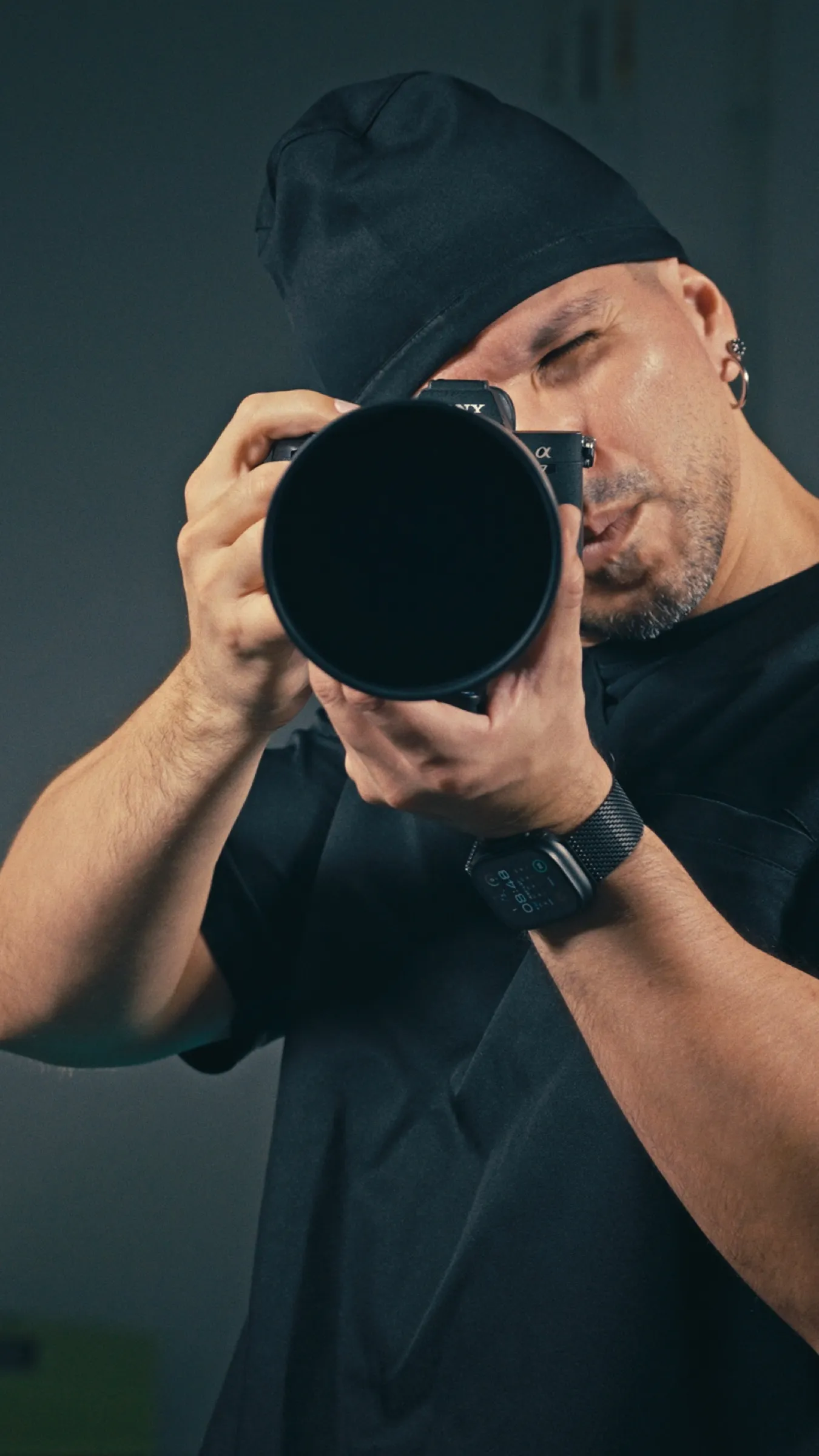 Sam Carrasco framing a shot