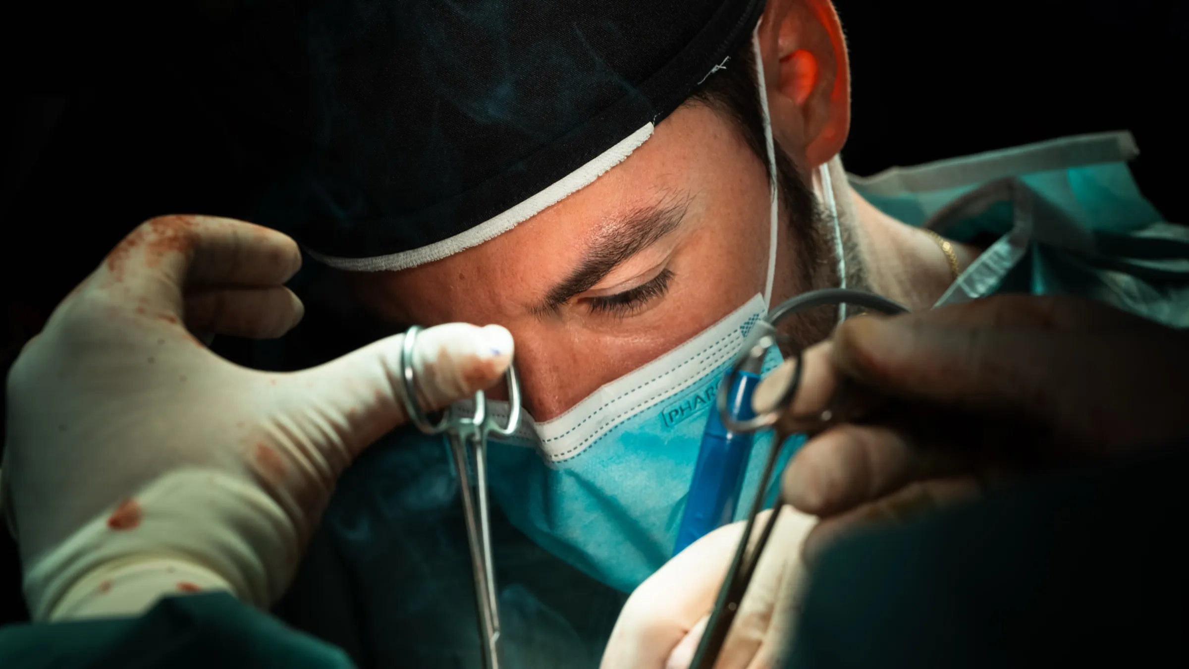 Surgeon's hands at work